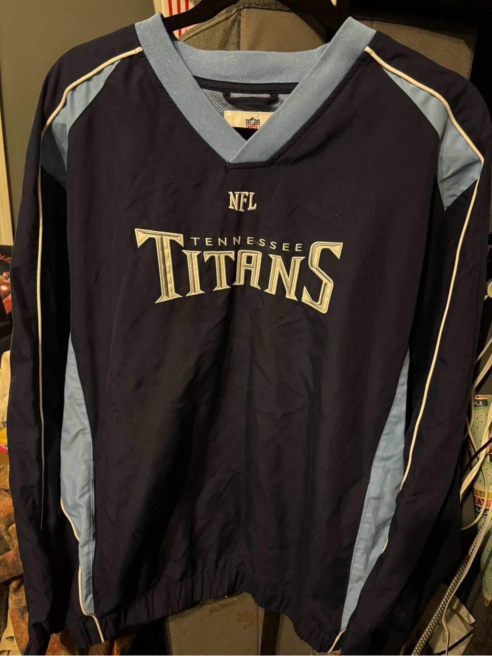 Tennessee Titans Navy & Light Blue Pullover Top Large